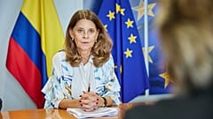 La vicepresidenta Marta Lucía Ramírez durante uno de sus encuentros en Bruselas