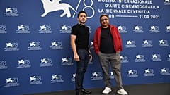 Filipino actor Dennis Trillo (L) and Filipino director Erik Matti attend a photocall for the film "On the Job: The Missing 8" at the Venice Film Festival on September 10, 2021