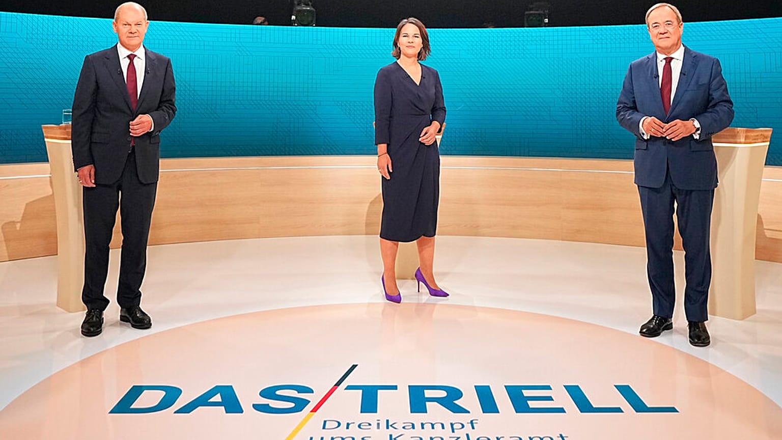 Scholz, Baerbock und Laschet vor der TV-Debatte