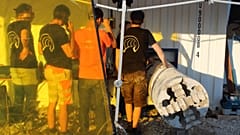 Studenten der TUM testen ihren Tunnelbohrer.
