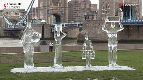 Les sculptures de glace, à Londres.