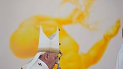 Pope Francis arrives to celebrate a Mass in the esplanade of the National Shrine in Sastin, Slovakia, Wednesday, Sept. 15, 2021.