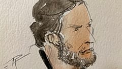 Key defendant Salah Abdeslam, in the special courtroom built for the 2015 attacks trial, in Paris.