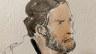 Key defendant Salah Abdeslam, in the special courtroom built for the 2015 attacks trial, in Paris.