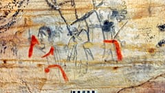 یکی از تصاویری که بر دیوارهای «غار تصویر» در میسوری نقش بسته است