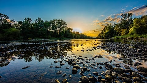 Mura River at sunset
