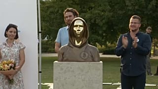 Sculpture of bitcoin founder in Budapest