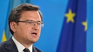 Ukraine's Foreign Minister Dmytro Kuleba speaks during a press conference in Berlin in June.