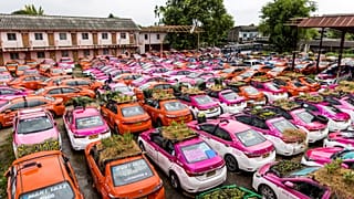 Zöldségek és békák bangkoki taxik tetején