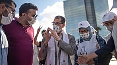 صورة للأمين العام لحزب العدالة والتنمية الإسلامي المغربي سعد الدين العثماني يوم الجمعة 3 أيلول/سبتمبر 2021 وهو يتحدث إلى أنصار حزبه قبل أيام من الانتخابات البرلمانية والمحلية 