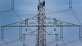 A high power electricity pylon in Moers, Germany