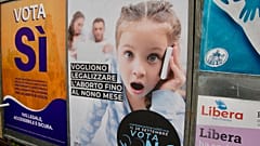 Posters for the yes and no campaigns in San Marino's abortion referendum