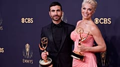 Brett Goldstein, left, and Hannah Waddingham, won awards for their performances in Apple comedy "Ted Lasso"