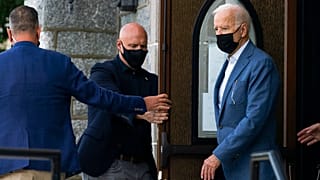 President Joe Biden leaves mass at St. Edmund Roman Catholic Church in Rehoboth Beach, Delaware