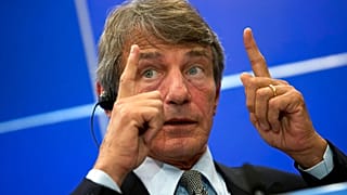 European Parliament President David Sassoli talks to journalists during a news conference at the European Parliament in Brussels.