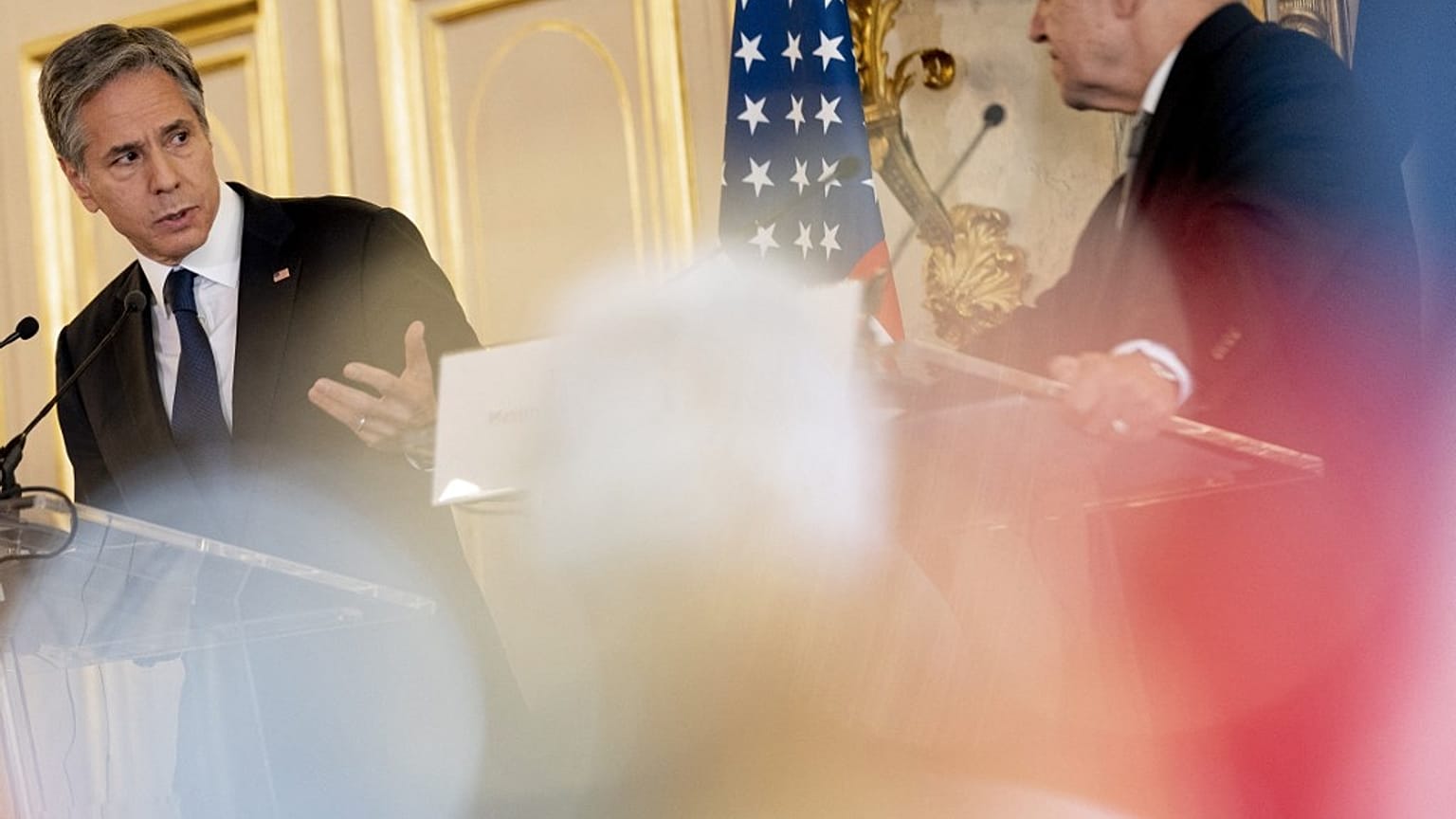 Les ministres des Affaires étrangères Antony Binken et Jean-Yves Le Drian, à Paris, le 25 juin 2021