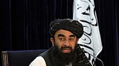 Taliban spokesman Zabihullah Mujahid speaks during a press conference in Kabul, Afghanistan Tuesday, Sept. 7, 202