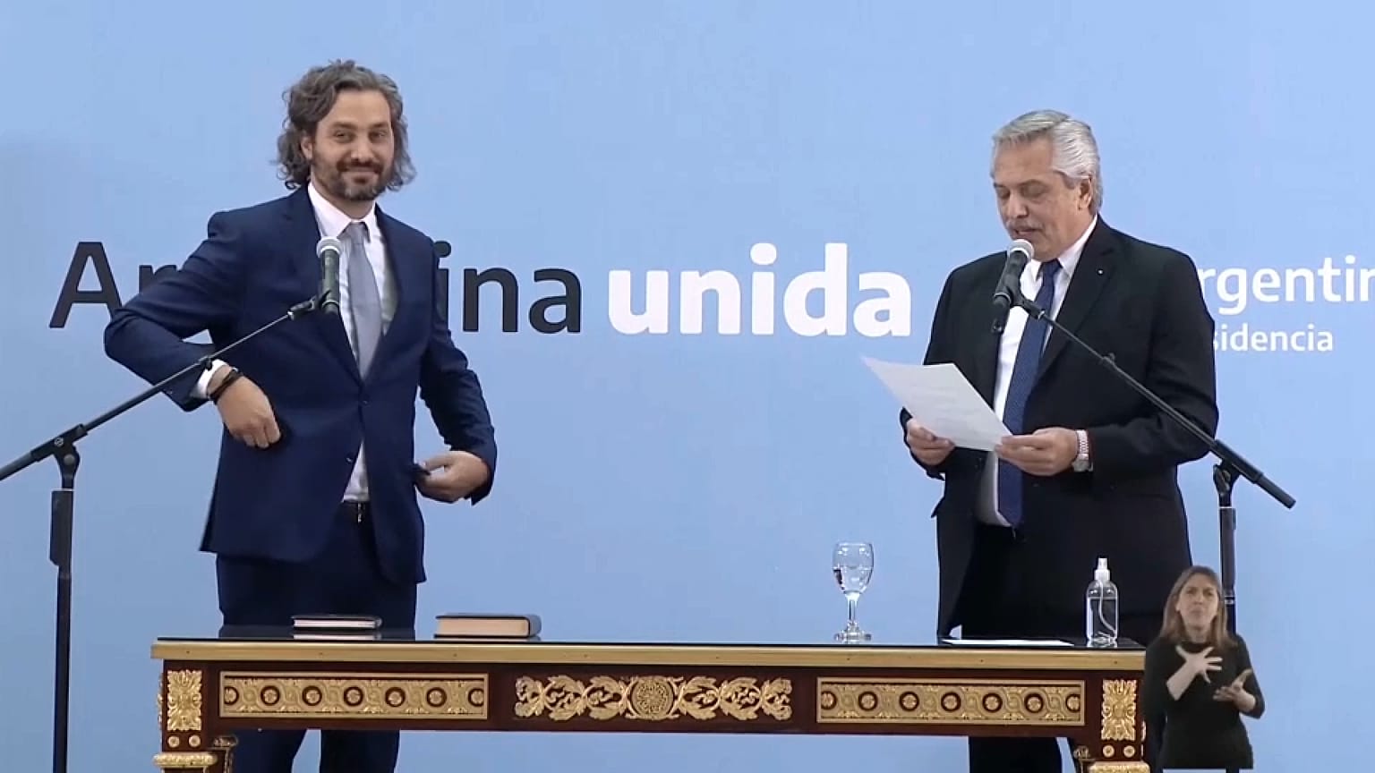 Alberto Fernández jura a Santiago Cafiero como ministro de asuntos exteriores, 20/9/2021, Buenos Aires, Argentina