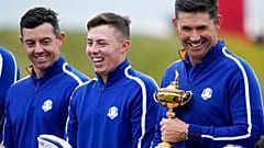 Le capitaine de la sélection européenne Padraig Harrington (à droite), à trois jours du début de la Ryder Cup - Sheboygan, Wisconsin, le 21/09/2021