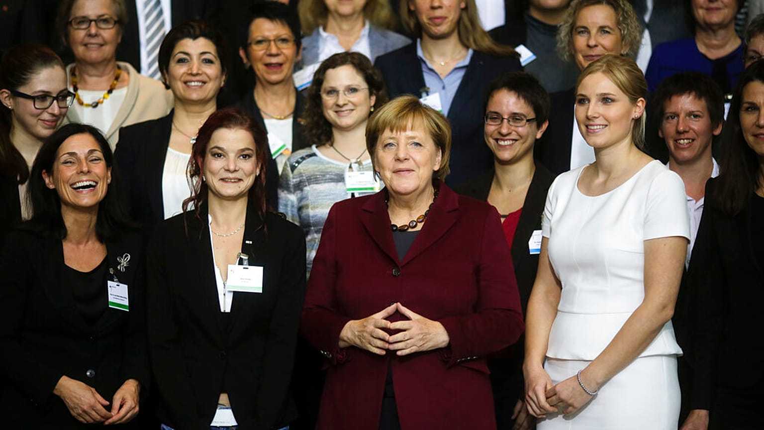 La chancelière après une conférence avec des femmes dirigeantes à Berlin, le 19 octobre 2016.