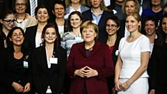 La chancelière après une conférence avec des femmes dirigeantes à Berlin, le 19 octobre 2016.