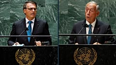 Jair Bolsonaro e Marcelo Rebelo de Sousa durante os discursos na ONU