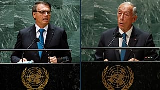 Jair Bolsonaro e Marcelo Rebelo de Sousa durante os discursos na ONU