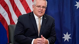 Australian Prime Minister Scott Morrison during a meeting with US President Joe Biden during the United Nations General Assembly, Sept. 21, 2021, in New York.