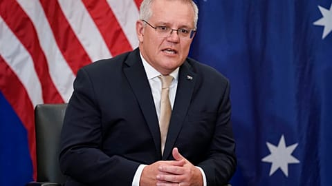 Australian Prime Minister Scott Morrison during a meeting with US President Joe Biden during the United Nations General Assembly, Sept. 21, 2021, in New York.