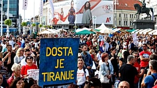 Korlátozásellenes tüntetés Zágrábban 2021. szeptember 18-án