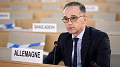 وزير الخارجية الألماني هايكو ماس يلقي كلمة خلال جلسة لمجلس حقوق الإنسان التابع للأمم المتحدة في جنيف، 13 سبتمبر 2021