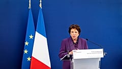 Roselyne Bachelot delivers a speech before unveiling a painting by Spanish painter Pablo Picasso "Enfant a la sucette assis sous une chaise" at the Picasso Museum, Sept 2021