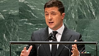 Ukraine President Volodymyr Zelenskyy speaks at the United Nations General Assembly.