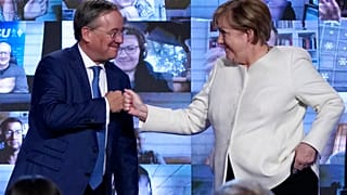 La canciller alemana, Angela Merkel, con el candidato común de la CDU y la CSU, Armin Laschet