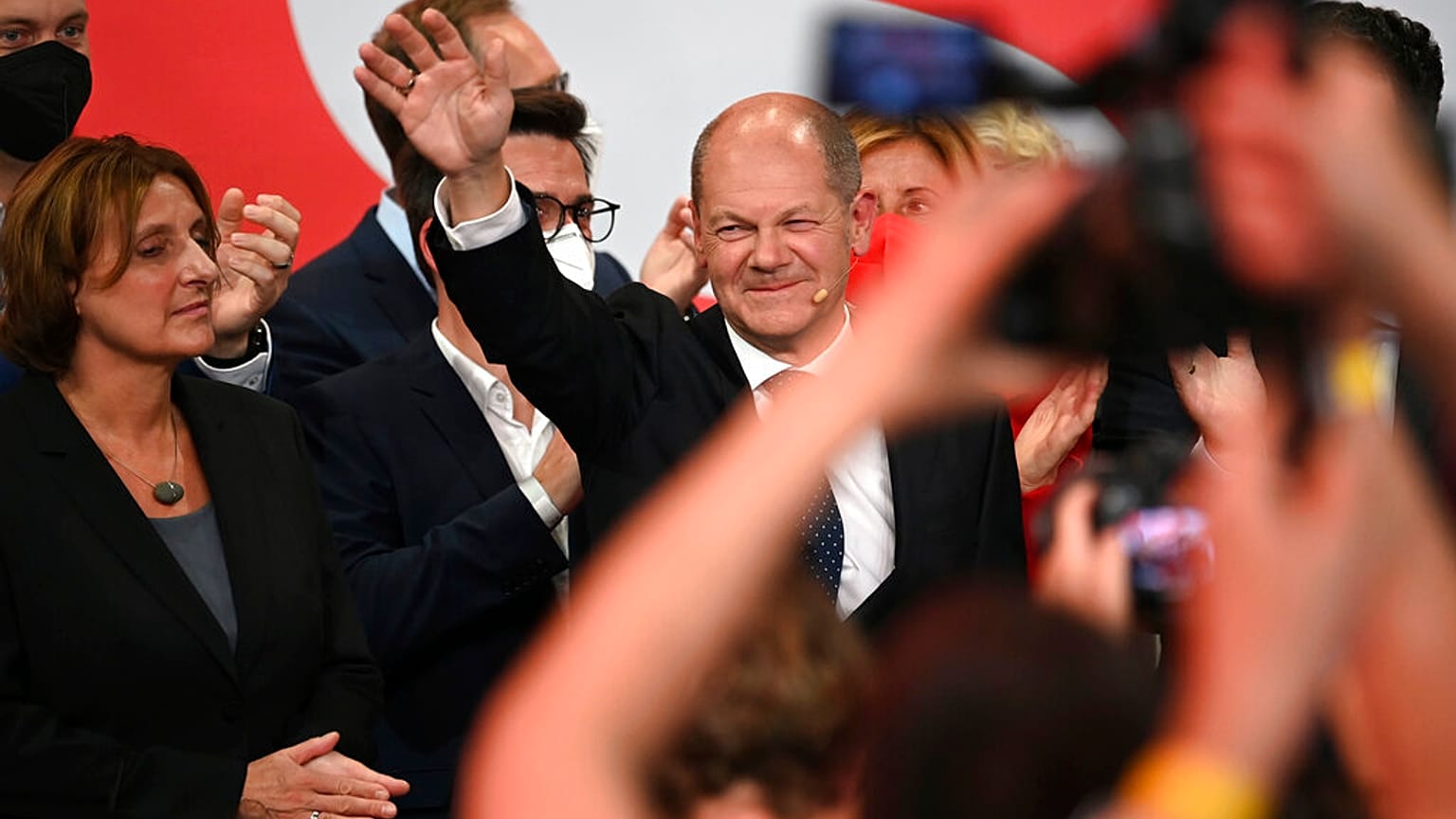 Olaf Scholz im Willy-Brandt-Haus der SPD in Berlin am Wahlabend