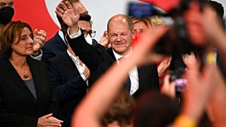 Olaf Scholz im Willy-Brandt-Haus der SPD in Berlin am Wahlabend