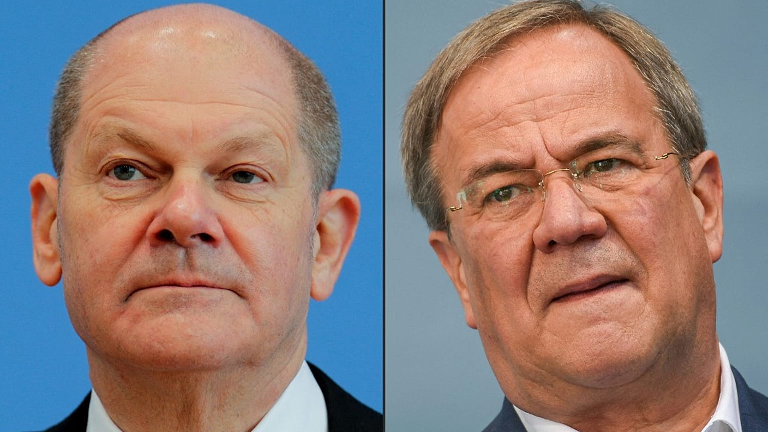 SPD'nin başbakan adayı Olaf Scholz ve CDU/CSU'nun adayı Armin Laschet