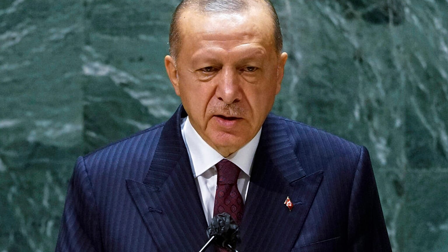 Ο Τούρκος πρόεδρος Ρετζέπ Ταγίπ Ερντογάν στην ομιλία του στη Γ.Σ του ΟΗΕ