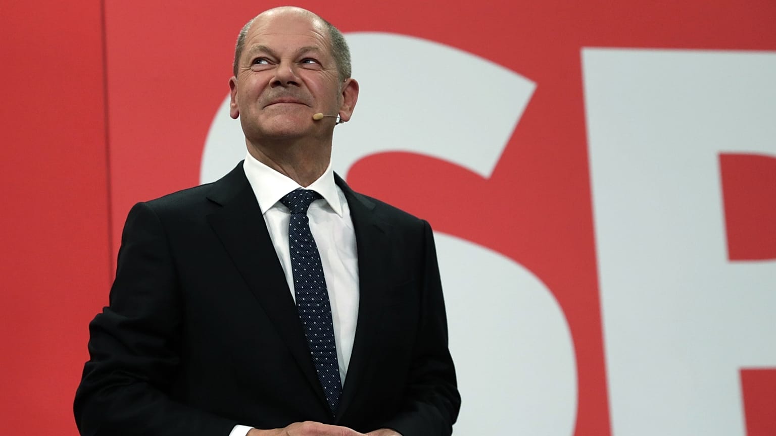Olaf Scholz német alkancellár, pénzügyminiszter a választás éjszakáján