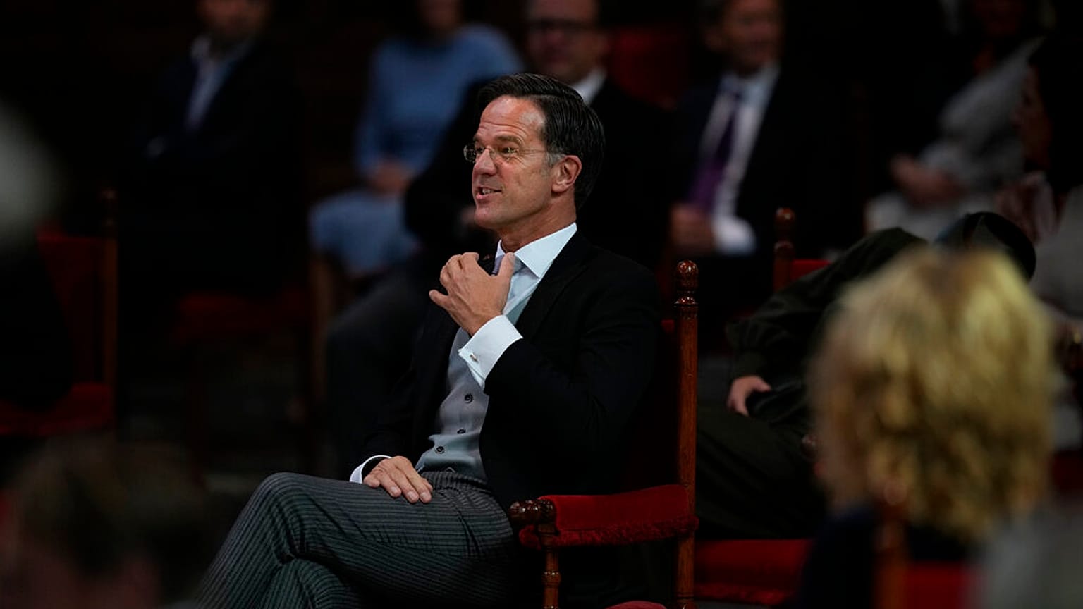 Dutch Prime Minister Mark Rutte in The Hague, Netherlands, Tuesday, Sept. 21, 2021. (AP Photo/Peter Dejong)
