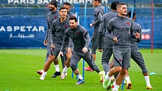 Les joueurs du PSG à l'entraînement, le 27 septembre 2021, Saint Germain en Laye, France