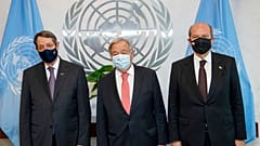 Στιγμιότυπο από την τριμερή για το Κυπριακό στη Νέα Υόρκη