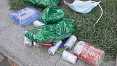 Petardos utilizados por cocaleros durante los enfrentamientos con la policía, 27/9/2021, La Paz, Bolivia