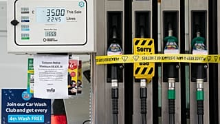 Closed pumps at a petrol station in Manchester.
