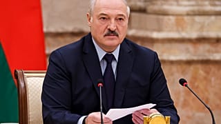Belarusian President Alexander Lukashenko speaks during an expanded meeting of the Constitutional Commission in Minsk.