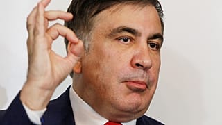 Михаил Саакашвили на встрече с журналистами. Варшава, Польша. Февраль 2018 года