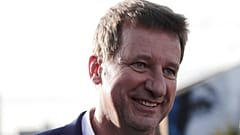 Green Party candidate to lead the 2022 presidential campaign Yannick Jadot, left, on Sept. 28, 2021 in Paris.