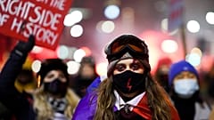 Demonstrators attend a protest against a decision restricting abortion rights in Warsaw, Poland, January 29, 2021