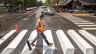 Exemple de passage piéton en 3D, à Outremont, près de Montréal, Canada, photo d'archive du 10 juillet 2018