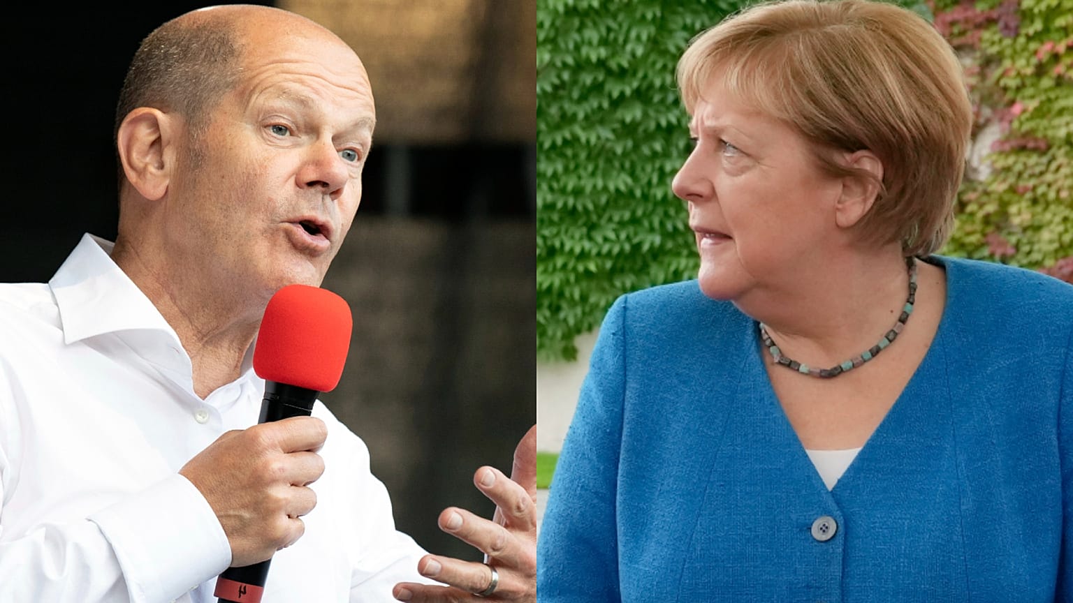 SPD lideri Olaf Scholz (sol), Almanya Başbakanı Angela Merkel